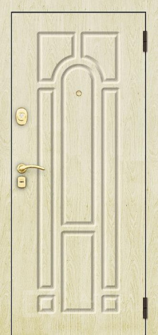 Фото «Входная дверь дуб молочный и венге классическая фрезеровка №184»